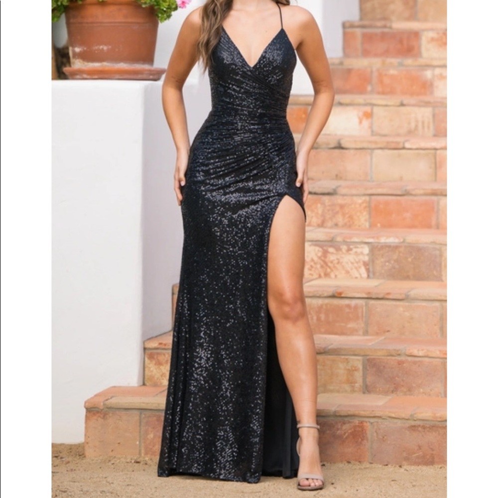 Lady Black Tie Eclipse Gown- Black. Prom dress
